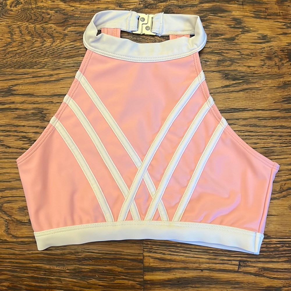 CosiG Kids Pink Dance Halter Top with White Trim